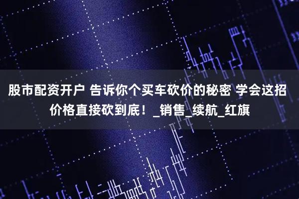 股市配资开户 告诉你个买车砍价的秘密 学会这招 价格直接砍到底！_销售_续航_红旗